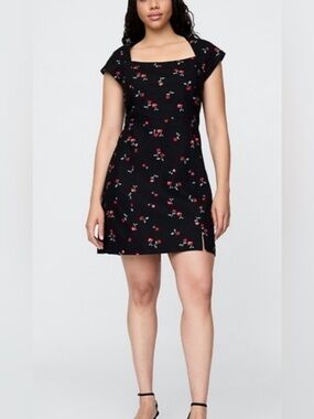 GAP Black Dress with Red Cherry Pattern